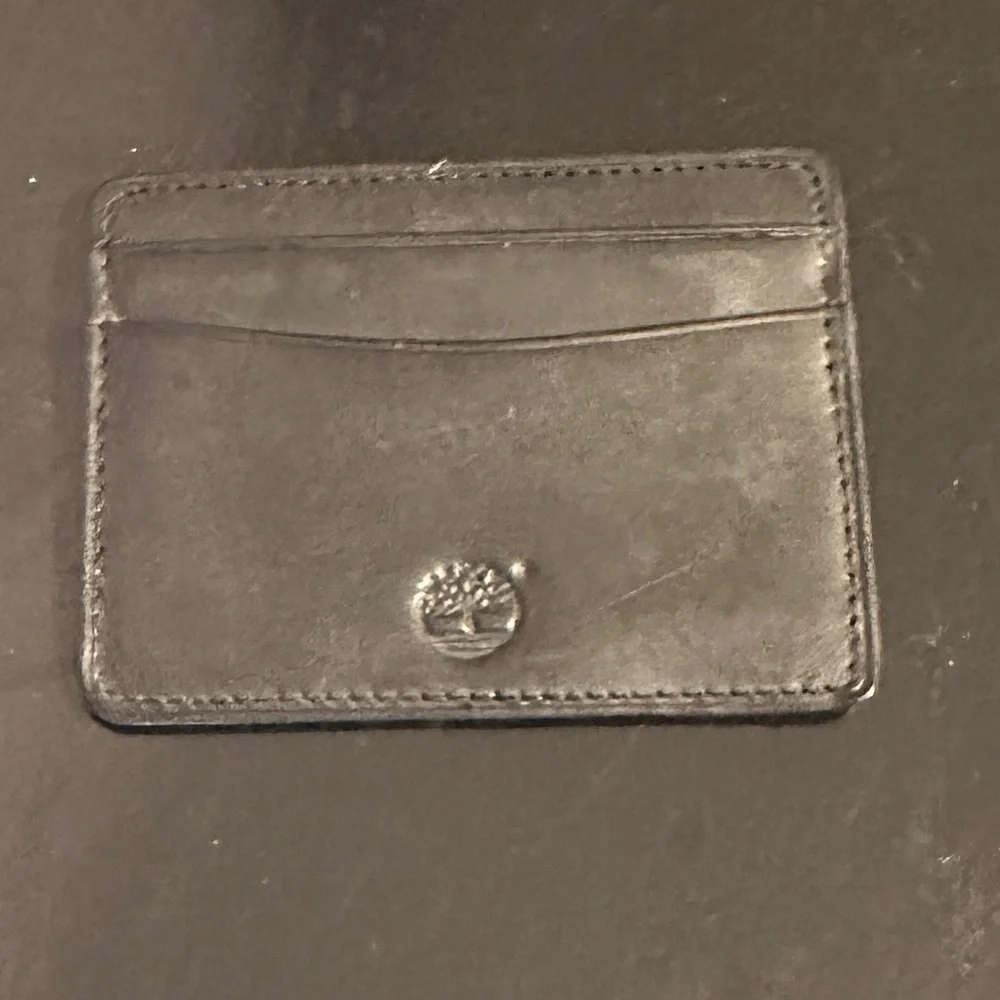 Timberland Credit Card Holder Black Leather Thin Pocket License Slim 4 Slot